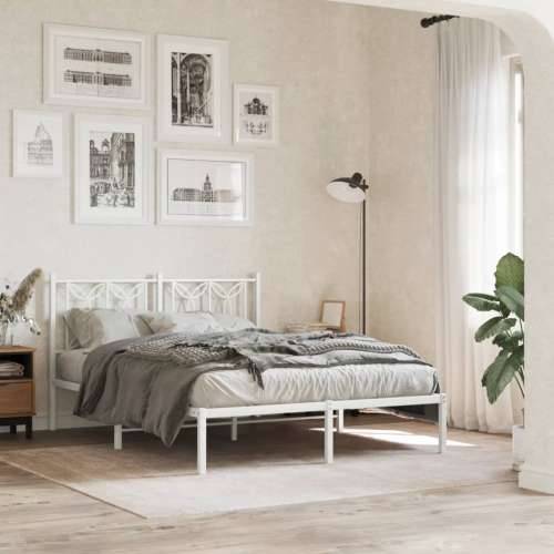 Metalni okvir za krevet s uzglavljem bijeli 140 x 190 cm Bijela 140 x 190 cm s uzglavljem Cijena
