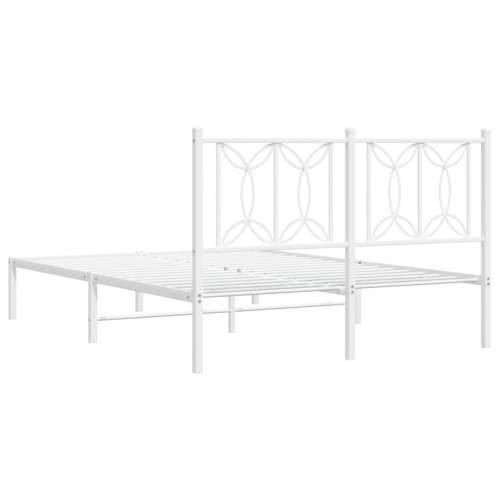 Metalni okvir za krevet s uzglavljem bijeli 140 x 190 cm Bijela 140 x 190 cm s uzglavljem Cijena