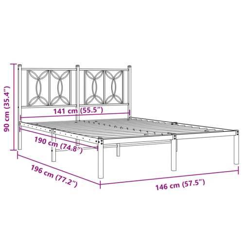 Metalni okvir za krevet s uzglavljem bijeli 140 x 190 cm Bijela 140 x 190 cm s uzglavljem Cijena