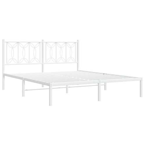 Metalni okvir za krevet s uzglavljem bijeli 160x200 cm Bijela 160 x 200 cm s uzglavljem Cijena