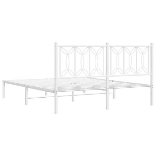 Metalni okvir za krevet s uzglavljem bijeli 160x200 cm Bijela 160 x 200 cm s uzglavljem Cijena