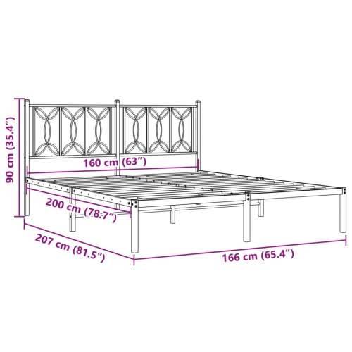 Metalni okvir za krevet s uzglavljem bijeli 160x200 cm Bijela 160 x 200 cm s uzglavljem Cijena
