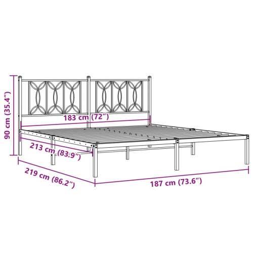 Metalni okvir za krevet s uzglavljem bijeli 183x213 cm Bijela 183 x 213 cm s uzglavljem Cijena