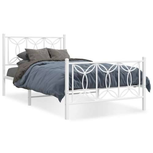 Metalni okvir kreveta uzglavlje i podnožje bijeli 100x190 cm - Bijela 100 x 190 cm s uzglavljem i podnožjem Cijena