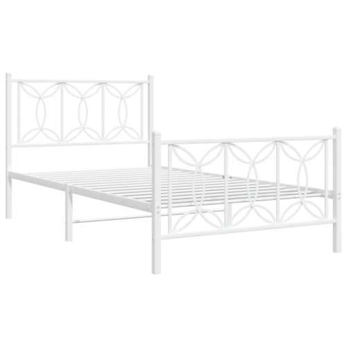 Metalni okvir kreveta uzglavlje i podnožje bijeli 100x190 cm - Bijela 100 x 190 cm s uzglavljem i podnožjem Cijena