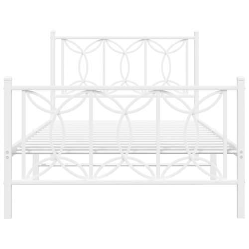 Metalni okvir kreveta uzglavlje i podnožje bijeli 100x190 cm - Bijela 100 x 190 cm s uzglavljem i podnožjem Cijena