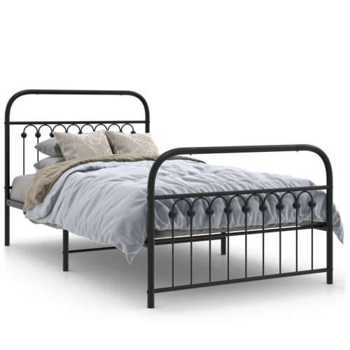 Metalni okvir kreveta uzglavlje i podnožje crni 100x190 cm - Crna 100 x 190 cm s uzglavljem i podnožjem Cijena
