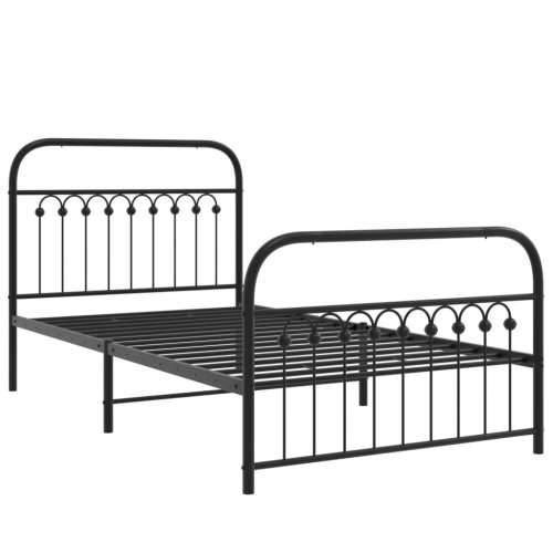 Metalni okvir kreveta uzglavlje i podnožje crni 100x190 cm - Crna 100 x 190 cm s uzglavljem i podnožjem Cijena
