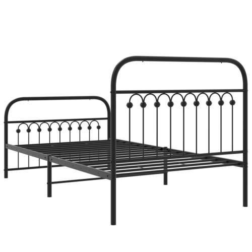 Metalni okvir kreveta uzglavlje i podnožje crni 100x190 cm - Crna 100 x 190 cm s uzglavljem i podnožjem Cijena