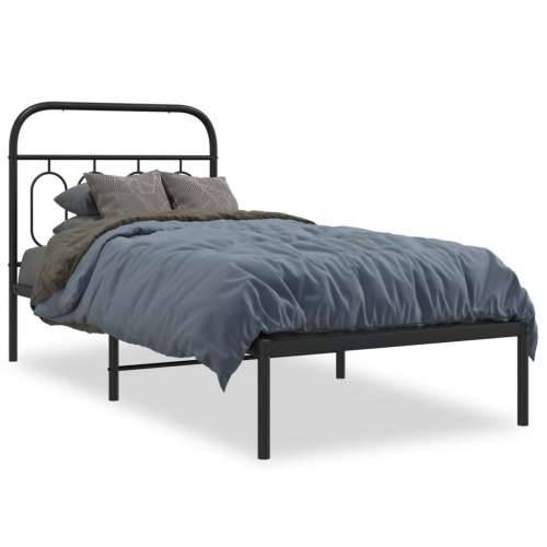 Metalni okvir za krevet s uzglavljem crni 90x200 cm Crna 90 x 200 cm s uzglavljem Cijena