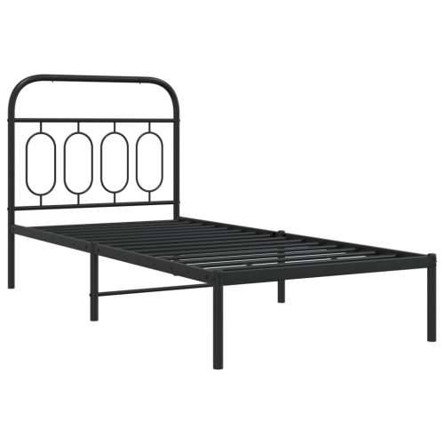 Metalni okvir za krevet s uzglavljem crni 90x200 cm Crna 90 x 200 cm s uzglavljem Cijena