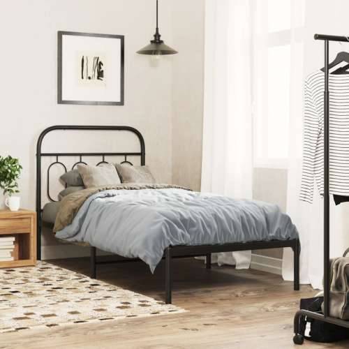 Metalni okvir za krevet s uzglavljem crni 90x200 cm Crna 90 x 200 cm s uzglavljem Cijena
