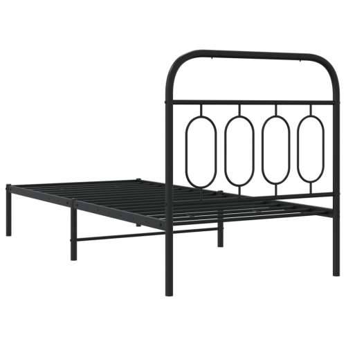 Metalni okvir za krevet s uzglavljem crni 90x200 cm Crna 90 x 200 cm s uzglavljem Cijena