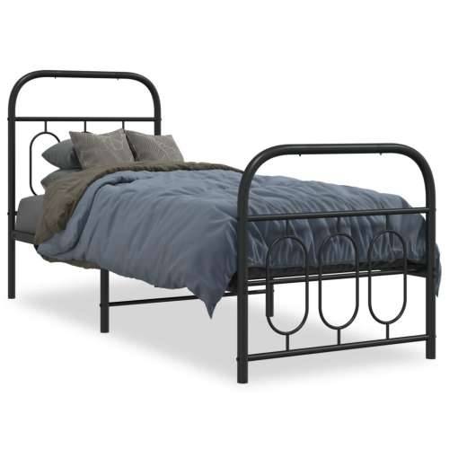 Metalni okvir kreveta uzglavlje i podnožje crni 75x190 cm - Crna 75 x 190 cm s uzglavljem i podnožjem Cijena