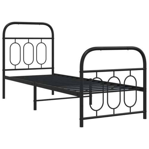 Metalni okvir kreveta uzglavlje i podnožje crni 75x190 cm - Crna 75 x 190 cm s uzglavljem i podnožjem Cijena