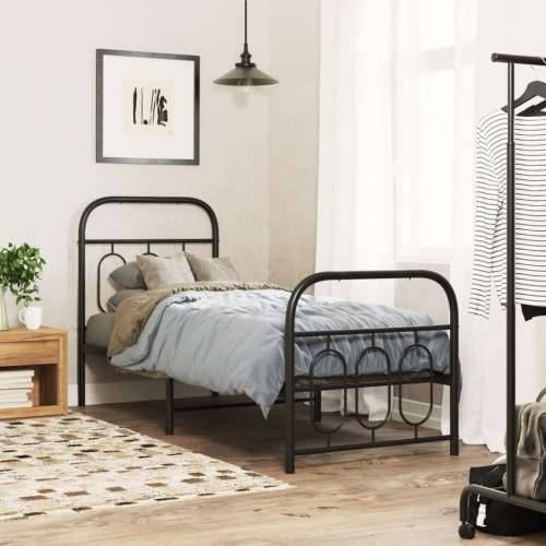 Metalni okvir kreveta uzglavlje i podnožje crni 75x190 cm - Crna 75 x 190 cm s uzglavljem i podnožjem Cijena