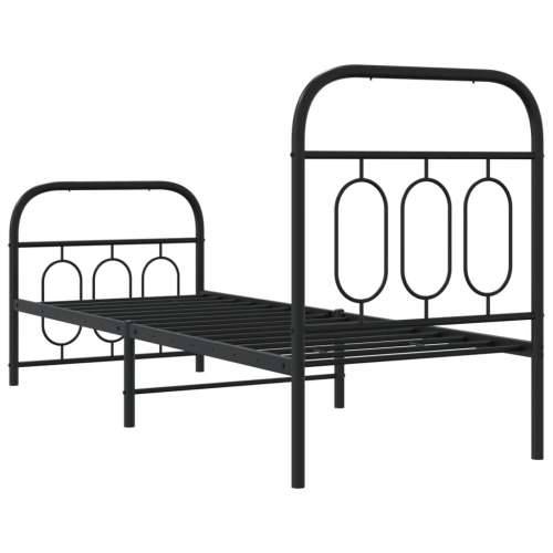 Metalni okvir kreveta uzglavlje i podnožje crni 75x190 cm - Crna 75 x 190 cm s uzglavljem i podnožjem Cijena