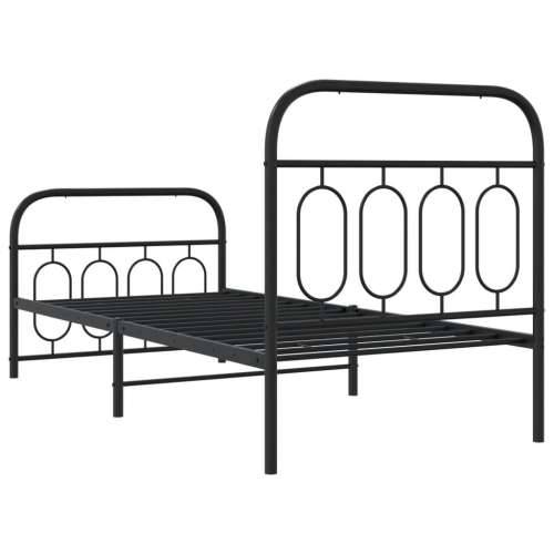 Metalni okvir kreveta uzglavlje i podnožje crni 90x190 cm - Crna 90 x 190 cm s uzglavljem i podnožjem Cijena