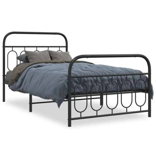 Metalni okvir kreveta uzglavlje i podnožje crni 107x203 cm - Crna 107 x 203 cm s uzglavljem i podnožjem Cijena