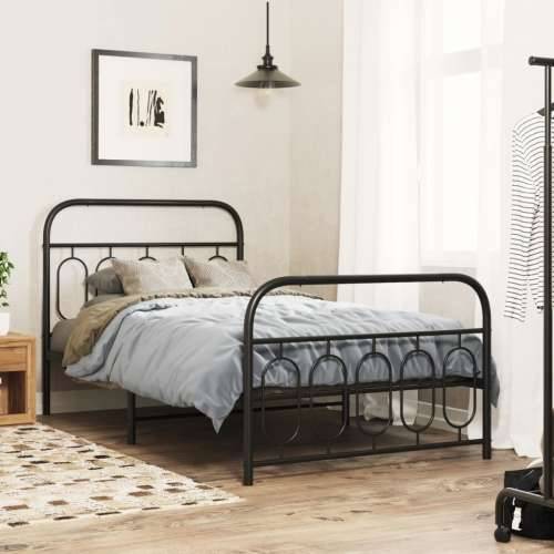 Metalni okvir kreveta uzglavlje i podnožje crni 107x203 cm - Crna 107 x 203 cm s uzglavljem i podnožjem Cijena