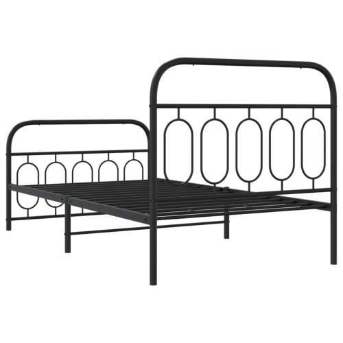 Metalni okvir kreveta uzglavlje i podnožje crni 107x203 cm - Crna 107 x 203 cm s uzglavljem i podnožjem Cijena