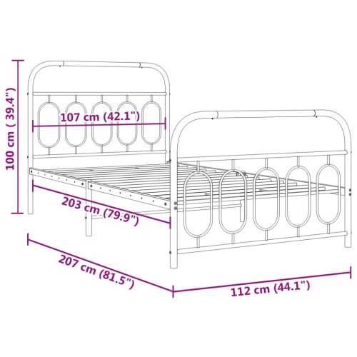 Metalni okvir kreveta uzglavlje i podnožje crni 107x203 cm - Crna 107 x 203 cm s uzglavljem i podnožjem Cijena
