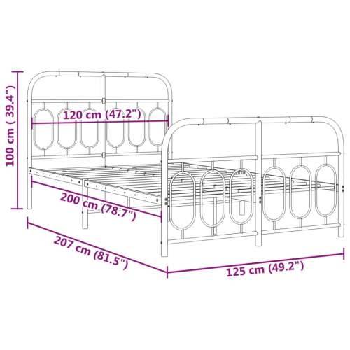 Metalni okvir kreveta uzglavlje i podnožje crni 120x200 cm Crna 120 x 200 cm s uzglavljem i podnožjem Cijena