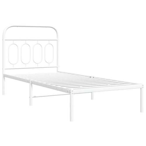 Metalni okvir za krevet s uzglavljem bijeli 90x200 cm - Bijela 90 x 200 cm s uzglavljem Cijena