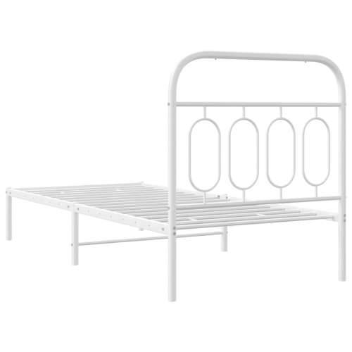 Metalni okvir za krevet s uzglavljem bijeli 90x200 cm - Bijela 90 x 200 cm s uzglavljem Cijena