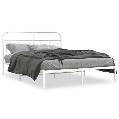 Metalni okvir za krevet s uzglavljem bijeli 135x190 cm - Bijela 135 x 190 cm s uzglavljem Cijena
