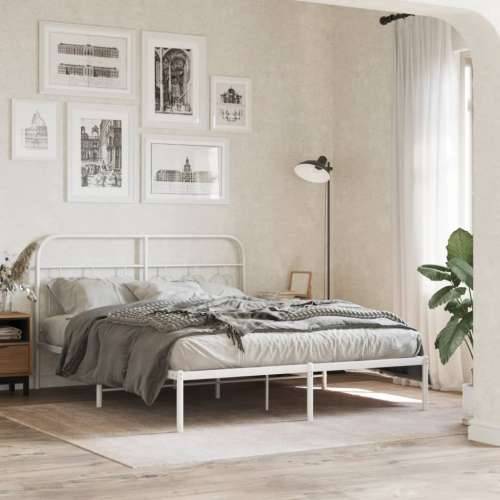 Metalni okvir za krevet s uzglavljem bijeli 135x190 cm - Bijela 135 x 190 cm s uzglavljem Cijena