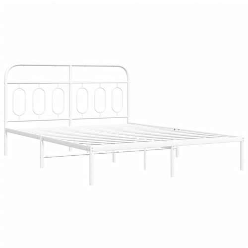 Metalni okvir za krevet s uzglavljem bijeli 140 x 200 cm Bijela 140 x 200 cm s uzglavljem Cijena