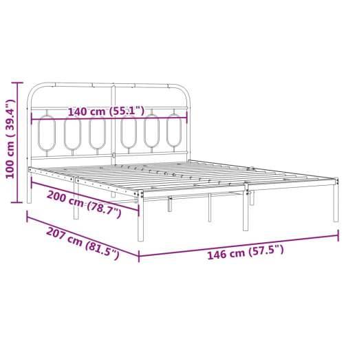 Metalni okvir za krevet s uzglavljem bijeli 140 x 200 cm Bijela 140 x 200 cm s uzglavljem Cijena