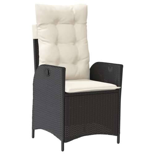 Vrtna garnitura - 9-dijelni vrtni blagovaonski set s jastucima crni od poliratana - Crna i krem 190 x 90 x 75 cm Bez naslona za  Cijena