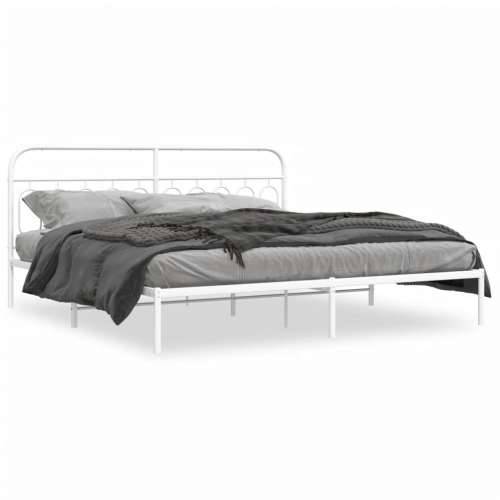 Metalni okvir za krevet s uzglavljem bijeli 200x200 cm - Bijela 200 x 200 cm s uzglavljem Cijena