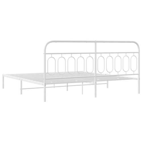 Metalni okvir za krevet s uzglavljem bijeli 200x200 cm - Bijela 200 x 200 cm s uzglavljem Cijena