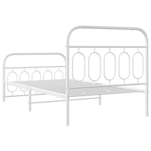 Metalni okvir kreveta uzglavlje i podnožje bijeli 100x190 cm Bijela 100 x 190 cm s uzglavljem i podnožjem Cijena