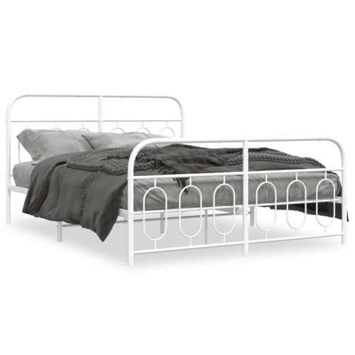 Metalni okvir kreveta uzglavlje i podnožje bijeli 140 x 190 cm - Bijela 140 x 190 cm s uzglavljem i podnožjem Cijena