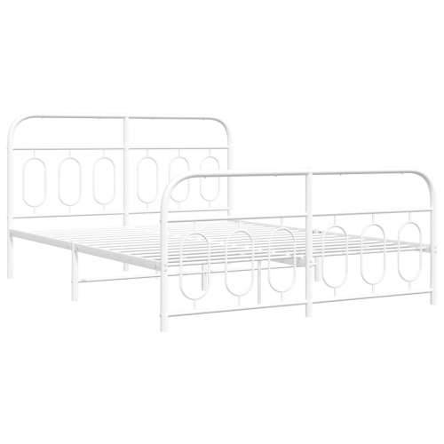 Metalni okvir kreveta uzglavlje i podnožje bijeli 140 x 190 cm - Bijela 140 x 190 cm s uzglavljem i podnožjem Cijena