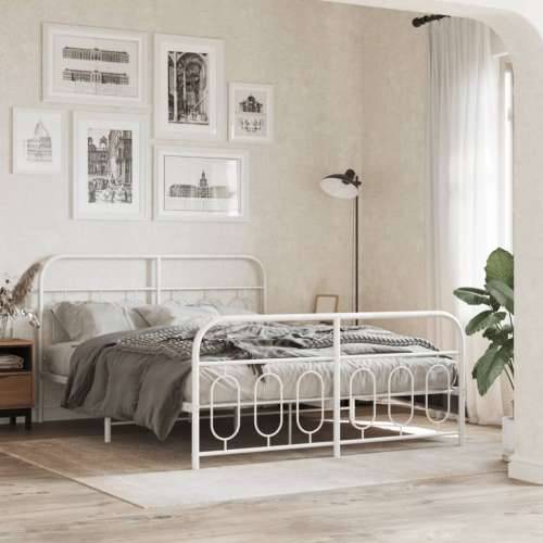 Metalni okvir kreveta uzglavlje i podnožje bijeli 140 x 190 cm - Bijela 140 x 190 cm s uzglavljem i podnožjem Cijena