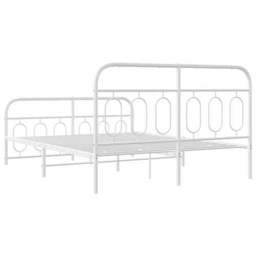 Metalni okvir kreveta uzglavlje i podnožje bijeli 140 x 190 cm - Bijela 140 x 190 cm s uzglavljem i podnožjem Cijena