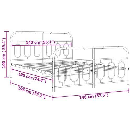 Metalni okvir kreveta uzglavlje i podnožje bijeli 140 x 190 cm - Bijela 140 x 190 cm s uzglavljem i podnožjem Cijena