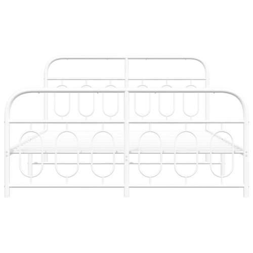Metalni okvir kreveta uzglavlje i podnožje bijeli 150 x 200 cm - Bijela 150 x 200 cm s uzglavljem i podnožjem Cijena