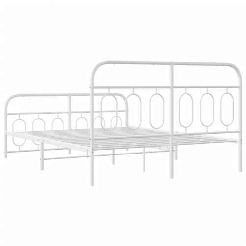 Metalni okvir kreveta uzglavlje i podnožje bijeli 150 x 200 cm - Bijela 150 x 200 cm s uzglavljem i podnožjem Cijena