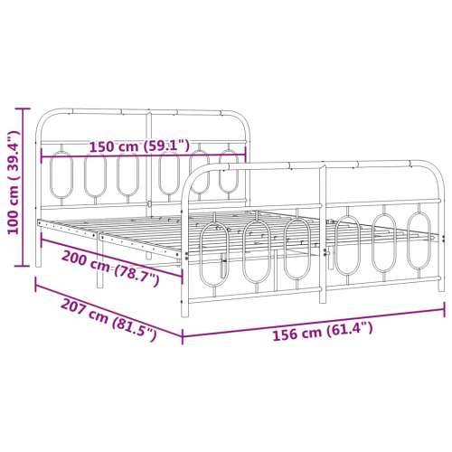 Metalni okvir kreveta uzglavlje i podnožje bijeli 150 x 200 cm - Bijela 150 x 200 cm s uzglavljem i podnožjem Cijena