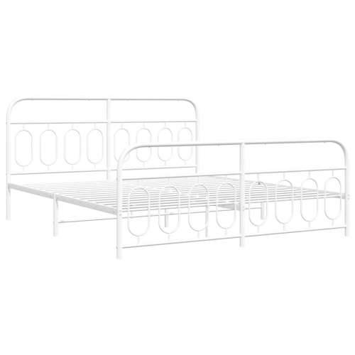 Metalni okvir kreveta uzglavlje i podnožje bijeli 193x203 cm - Bijela 193 x 203 cm s uzglavljem i podnožjem Cijena