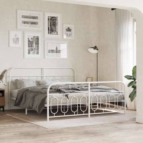 Metalni okvir kreveta uzglavlje i podnožje bijeli 193x203 cm - Bijela 193 x 203 cm s uzglavljem i podnožjem Cijena