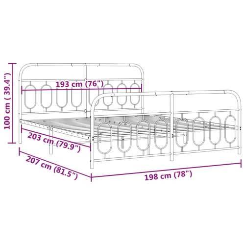 Metalni okvir kreveta uzglavlje i podnožje bijeli 193x203 cm - Bijela 193 x 203 cm s uzglavljem i podnožjem Cijena