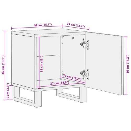 Noćni ormarić 40 x 34 x 46 cm od masivno izbijeljeno drvo manga - 1 Masivno izbijeljeno drvo Cijena