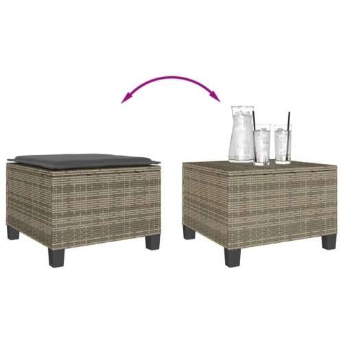 3-dijelni bistro set od poliratana s jastucima sivi - Siva 1 Cijena